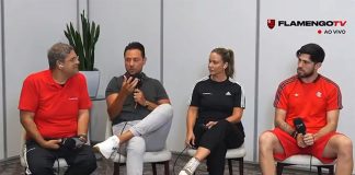 João Guilherme e Dani Boaventura em entrevista com os goleiros Diego Alves e Rossi