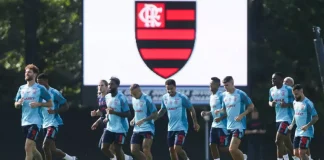 Jogadores do Flamengo treinando em Atlantic City para o Mundial de Clubes