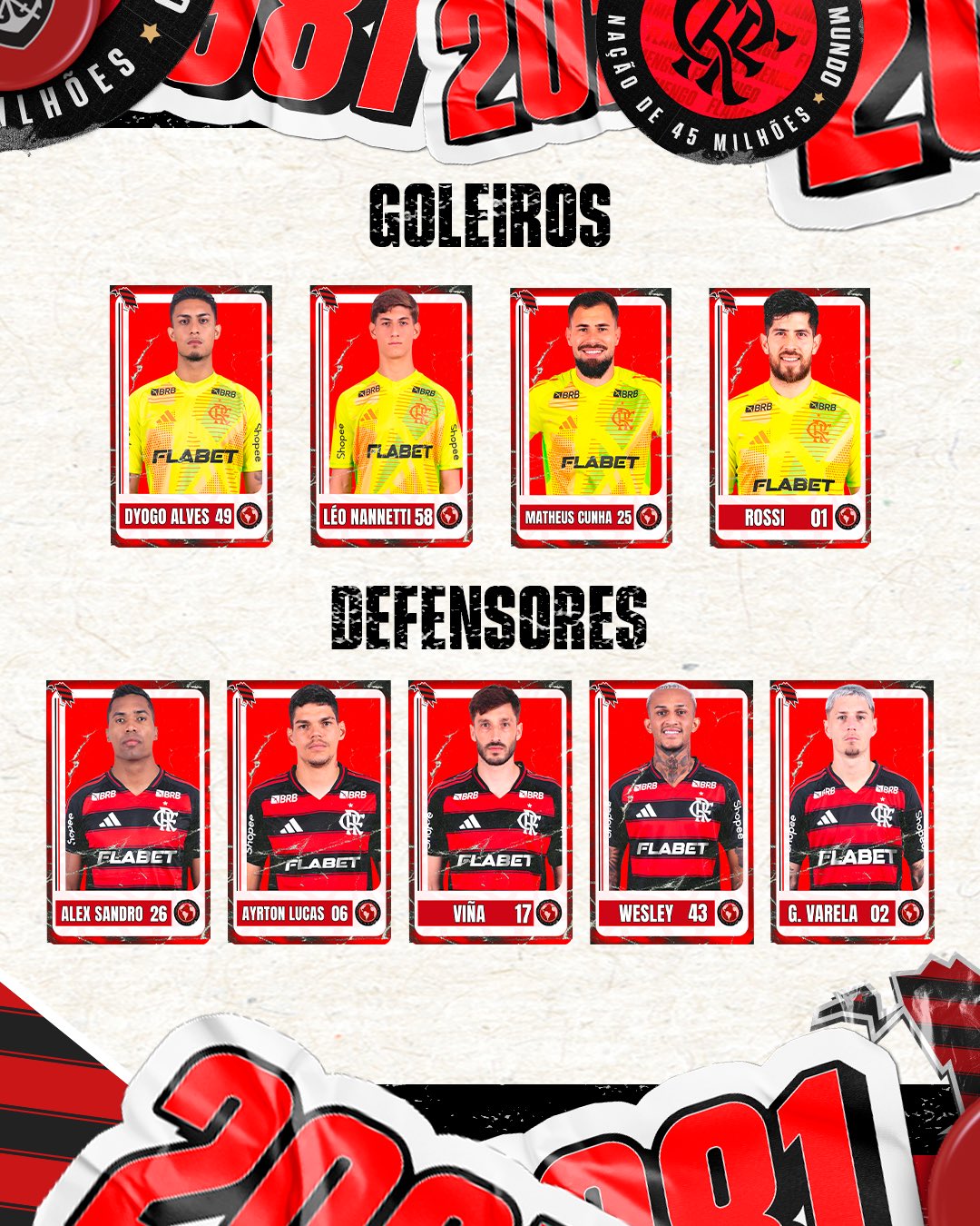 Jogadores do Flamengo inscritos no Mundial de Clubes 2025