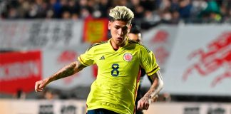 Jorge Carrascal em campo pela Seleção da Colômbia