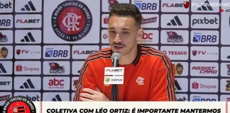 Léo Ortiz em entrevista coletiva do Flamengo nos USA