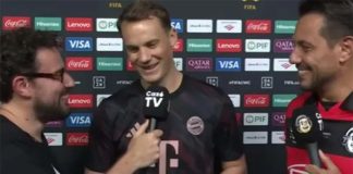 Manuel Neuer em entrevista a Diego Alves na Caze TV após derrota do Flamengo para o Bayern