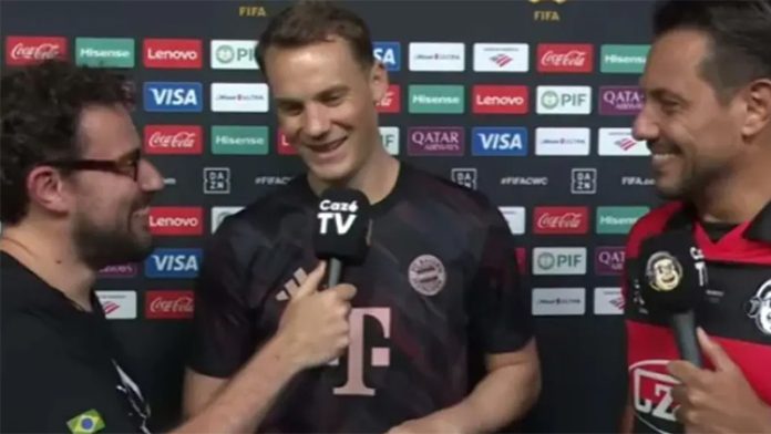 Manuel Neuer em entrevista a Diego Alves na Caze TV após derrota do Flamengo para o Bayern