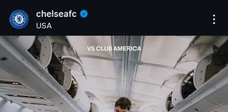 Post do Chelsea trocando o Flamengo pelo América-MX