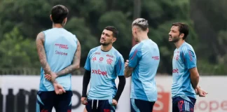Pulgar, Arrascaeta, Varela e Viña no Ninho do Urubu