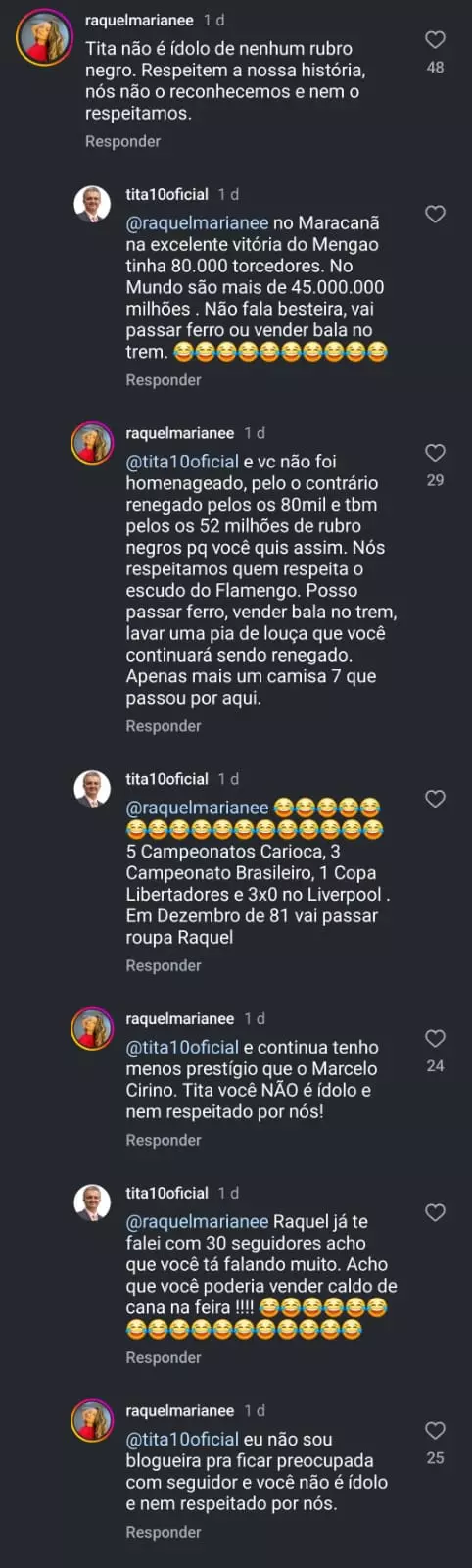 Tita discute no Instagram