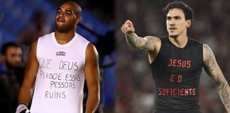 Adriano Imperador e Pedro com mensagens em suas camisas após marcar gols para o Flamengo depois de polêmicas