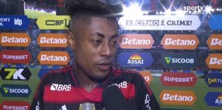 Bruno Henrique em entrevista no intervalo do jogo entre Flamengo x Atlético-MG