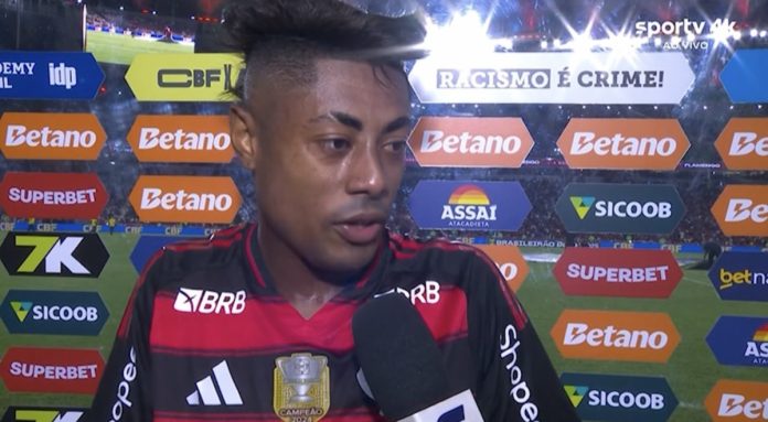 Bruno Henrique em entrevista no intervalo do jogo entre Flamengo x Atlético-MG