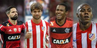 Diego Ribas e Elias, em campo por Flamengo e Atlético de Madrid