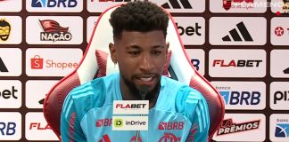 Emerson Royal em entrevista coletiva de sua apresentação no Flamengo