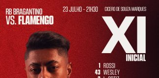 Escalação do Flamengo para o jogo contra o Bragantino