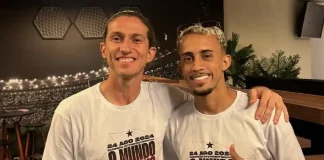 Filipe Luís e Matheus Gonçalves na conquista do Mundial sub-20 do Flamengo
