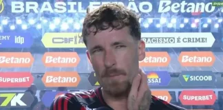 Léo Pereira em entrevista após derrota do Flamengo para o Santos
