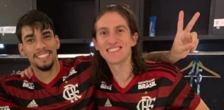 Lucas Paquetá e Filipe Luís