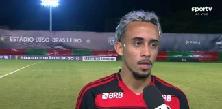 Matheus Gonçalves em entrevista ao Sportv após empate entre Flamengo x Botafogo sub-20