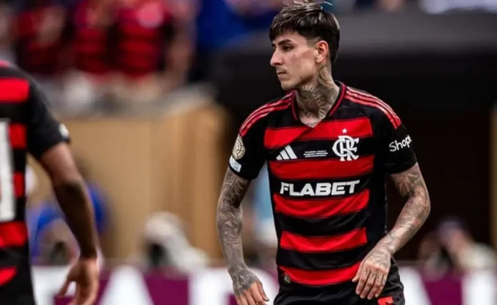 Pulgar em campo pelo Flamengo contra o Chelsea
