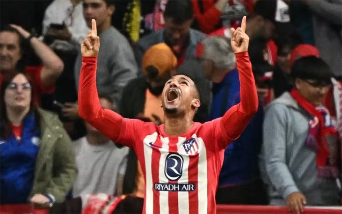 Samuel Lino comemora gol pelo Atlético de Madrid