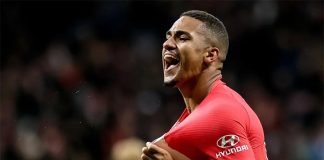 Samuel Lino comemora gol pelo Atlético de Madrid