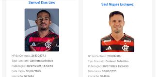 Samuel Lino e Saúl registrados pelo Flamengo no BID da CBF