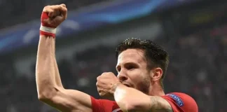 Saúl em campo pelo Atlético de Madrid