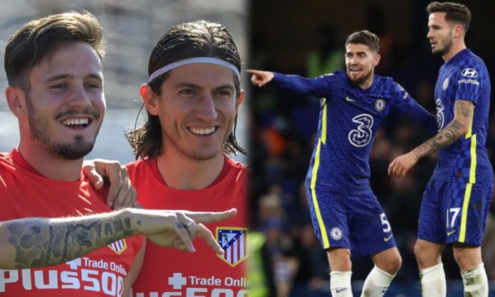 Saúl com Filipe Luís no Atlético Madrid e com Jorginho no Chelsea