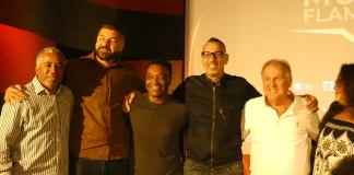Andrade, Olivinha, Nélio, Mozer e Zico no aniversário do Museu do Flamengo