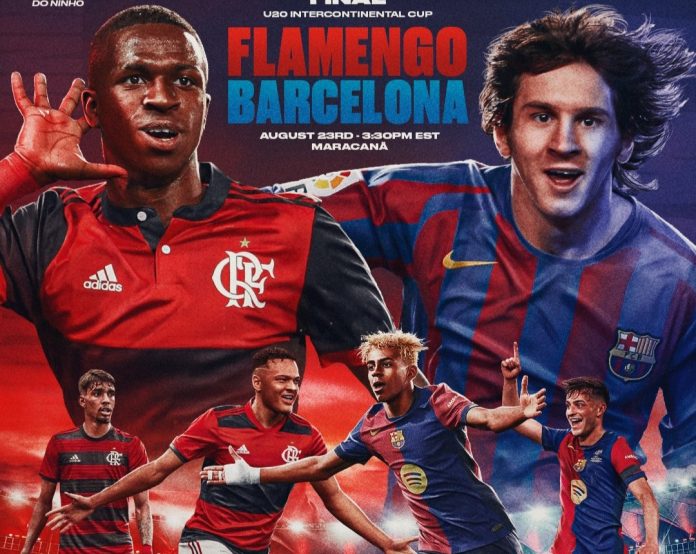 Arte do Flamengo para o Mundial sub-20 contra o Barcelona