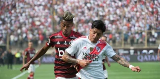 Bruno Henrique em campo pelo Flamengo na final da Copa Libertadores da América 2019