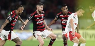 Everton Cebolinha, Jorginho, Alex Sandro em campo pelo Flamengo contra o Internacional - FOTO: Gilvan de Souza
