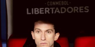 Filipe Luís no jogo entre Flamengo x Internacional pela Libertadores