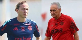 Filipe Luís e Tite no Flamengo