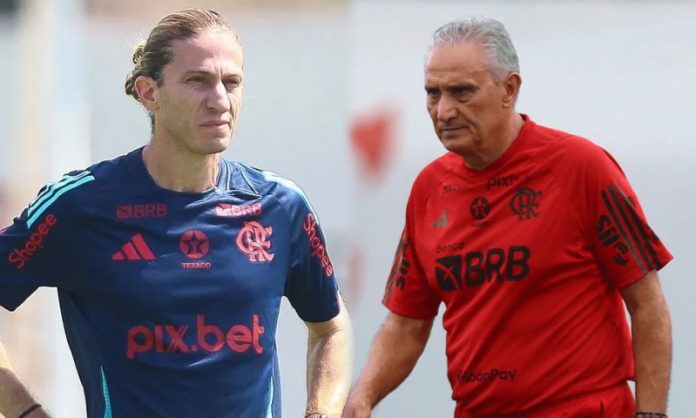 Filipe Luís e Tite no Flamengo