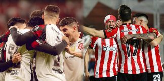 Jogadores de Flamengo e Estudiantes