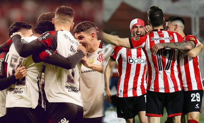 Jogadores de Flamengo e Estudiantes