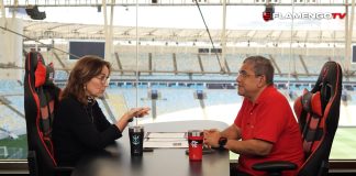 Flávia da Justa, Diretora de Comunicação e Conteúdo do Flamengo e João Guilherme da Flamengo TV