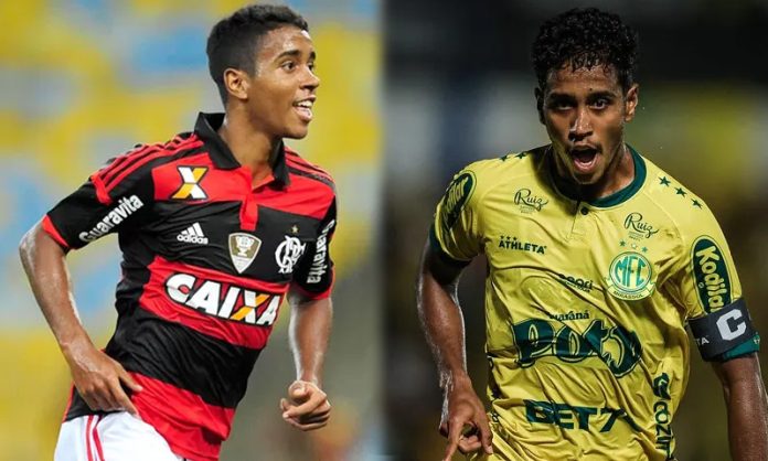 Gabriel em campo pelo Flamengo e pelo Mirassol