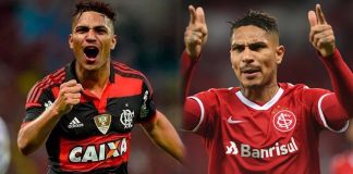 Guerrero comemora por Flamengo e Internacional