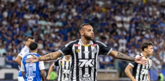 Guilherme comemora gol do Santos contra o Cruzeiro no Mineirão