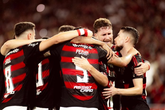 Jogadores comemoram mais um gol do Flamengo sobre o Vitória - FOTO: Adriano Fontes / Flamengo