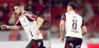 Jorginho e Saúl em campo na vitória do Flamengo sobre o Internacional - FOTO: Adriano Fontes / Flamengo