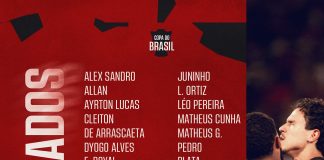 Jogadores do Flamengo relacionados para o jogo contra o Atlético-MG