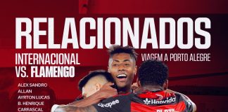 Jogadores do Flamengo relacionados para o jogo contra o Internacional