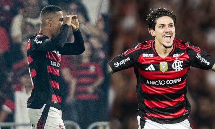 Samuel Lino e Pedro na goleada do Flamengo sobre o Vitória - FOTO: Gilvan de Souza / Flamengo