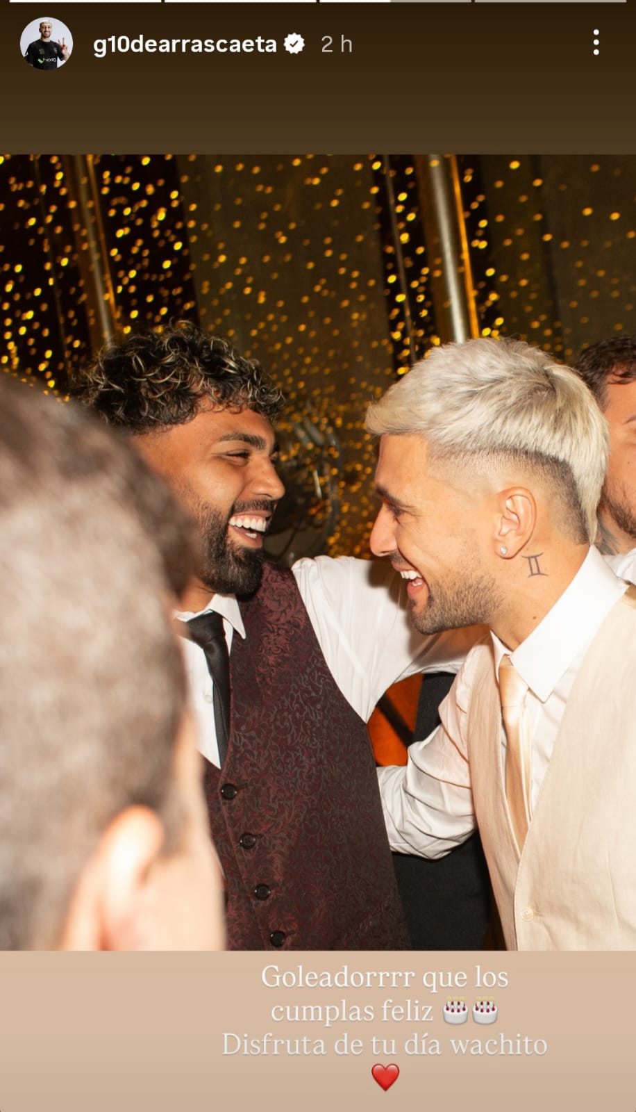 Arrascaeta posta homenagem à Gabigol pelo seu aniversário de 29 anos