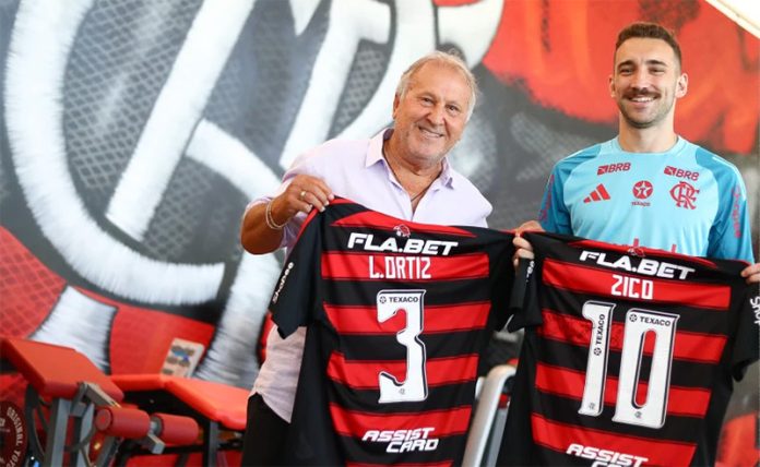 REI Zico e o zagueiro Léo Ortiz