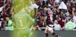 Arrascaeta comemora o gol do Flamengo sobre o Grêmio no Maracanã - FOTO: Gilvan de Souza / Flamengo