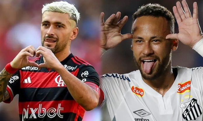 Arrascaeta ídolo do Flamengo e Neymar ídolo do Santos