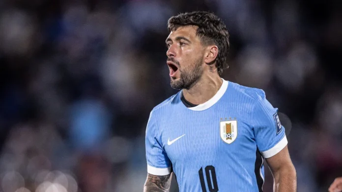 Arrascaeta comemora gol pela Seleção do Uruguai