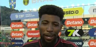 Emerson Royal em entrevista após vitória do Flamengo sobre o Juventude em Caxias do Sul